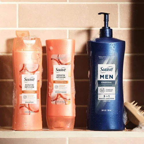Miniatura 8 de Suave Men Champú 3 en 1 de limpieza profunda, acondicionador y gel de baño con polvo de carbón, desintoxica y limpia el cabello y la piel, elimina