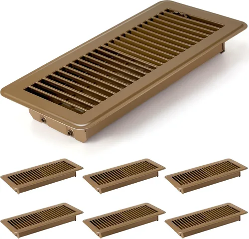 Miniatura 8 de Retisee 4 cubiertas de ventilación de registro de piso de 4 x 12 pulgadas, rejillas de ventilación de piso de acero resistente con flujo de aire