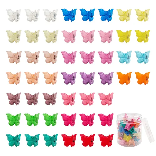 50 paquetes de pinzas para el cabello con forma de mariposa de colores surtidos, hermosas mini pinzas para el cabello con forma de mariposa, Color