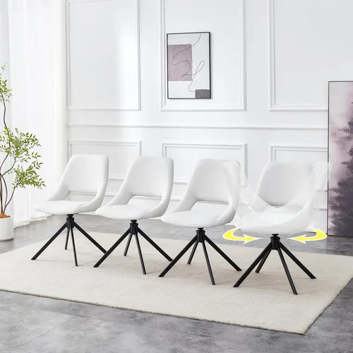 Miniatura 12 de Silla decorativa sin brazos, silla de tocador sin ruedas, juego de 2 sillas de comedor Retorno automático inteligente de 180°, respaldo