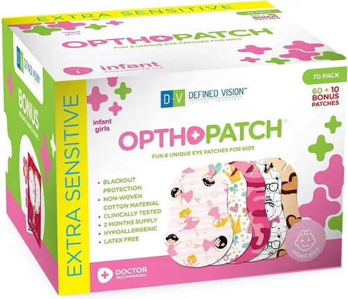 Miniatura 7 de Opthopatch Parches oculares para bebés – Adhesivo extra sensible – Diseño para niñas [Serie II] – 70 unidades + 2 gráficos de recompensa