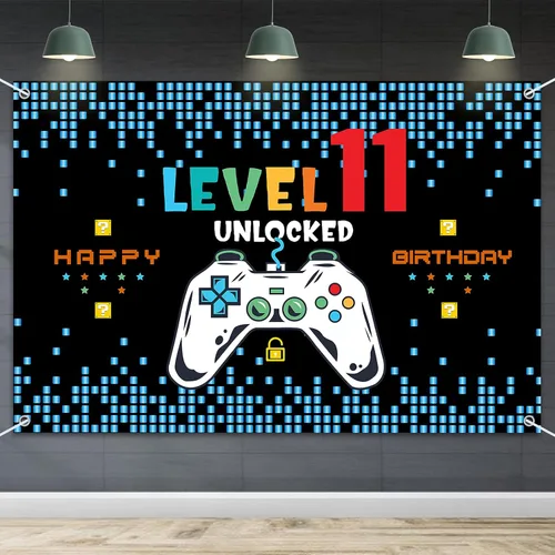 Miniatura 13 de HAMIGAR Telón de fondo Baner de Feliz 5º cumpleaños de 6 x 4 pies - Decoración de cumpleaños desbloqueada nivel 5 suministros de fiesta para niños