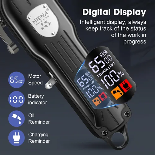 Miniatura 5 de HIENA PRO Juego de cortapelos y recortadores de pelo profesionales para hombres, recargable, kit de cortapelos inalámbrico con pantalla LCD, regalos