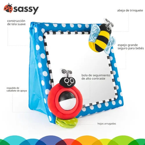 Miniatura 3 de Cuna Sassy y espejo en el piso, Azul