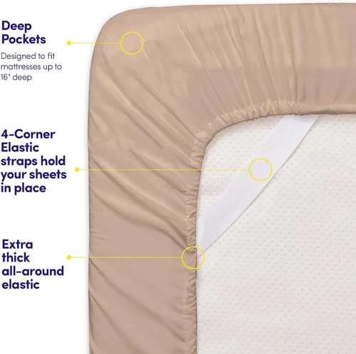 Miniatura 147 de 1500 Supreme Collection - Juego de sábanas y fundas de almohada para colchón, extrasuaves, correas elásticas en las esquinas, sábanas de bolsillo