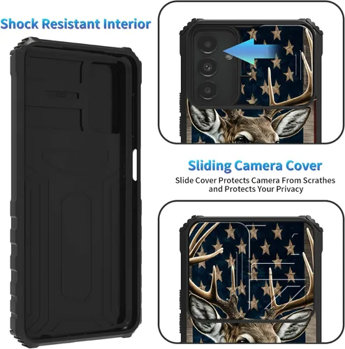 Miniatura 670 de Funda para Samsung Galaxy S22 Ultra 5G, Galaxy S22 Ultra con cubierta de cámara deslizante, funda resistente de doble capa con función atril Black