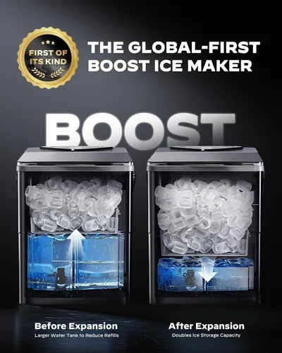 Miniatura 3 de Silonn Máquina de hielo para encimera, cesta de hielo de 2.5 L y tanque de agua de 1.8 L, 9 cubos de hielo de bala en 6 minutos, control táctil LED