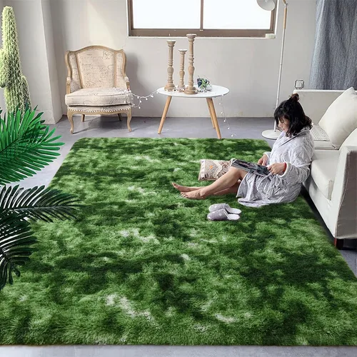 Miniatura 34 de DweIke Alfombras Shag Esponjosas Azules para Dormitorio Sala de Estar, 5x8 Grande Suave Felpa Tie-Dye Azul Cielo para Niñas y Niños, Alfombra Azul