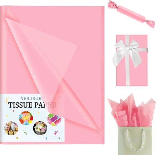Miniatura 3 de NEBURORA Papel de seda rosa, 60 hojas, 14 x 20 pulgadas, embalaje a granel para envoltura de regalo, manualidades, cumpleaños, bodas, baby showers