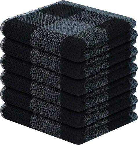 Miniatura 48 de Homaxy Paños de cocina 100% algodón, tejido gofre a cuadros, 12 x 12 pulgadas, toallas para platos súper suaves y absorbentes, de secado rápido