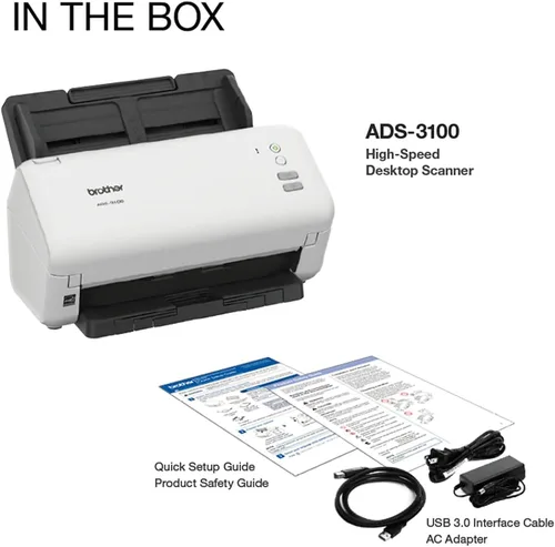 Miniatura 9 de Brother ADS-3100 - Escáner de escritorio de alta velocidad Compacto con velocidades de escaneo de hasta 40 ppm, blanco