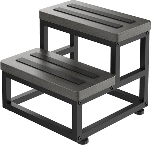 Miniatura 11 de Taburetes de Paso para Adultos y Niños, Taburete de Paso de Servicio Pesado de Madera para Camas Altas, Taburete de Pie Antideslizante de 2 Teca