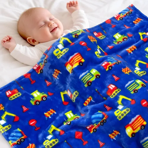 Miniatura 10 de mermaker Mantas de camión de construcción para niños, 380 GSM, manta de vehículos de construcción para niños y niñas, manta de forro polar suave