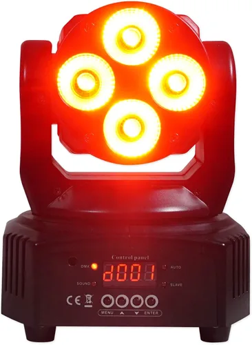 Miniatura 3 de Rockville RockOn-7 - Luz de lavado de cabeza móvil RGBW de 40 W, DMX de 14/16 canales, activada por sonido, control remoto, giro de 540°