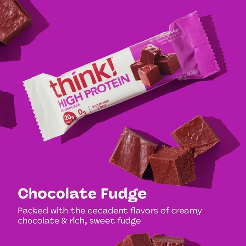 Miniatura 3 de Think! (thinkThin) Barras ricas en proteína de 20 gramos – Chocolate fundido, 0 gramos de azúcar, sin edulcorantes artificiales, sin gluten, sin
