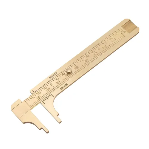 Calibre de latón de calibre de 3.937 in / 4 pulgadas, calibrador de bolsillo Vernier para medición de joyas de alambre de cuentas (doble escala)