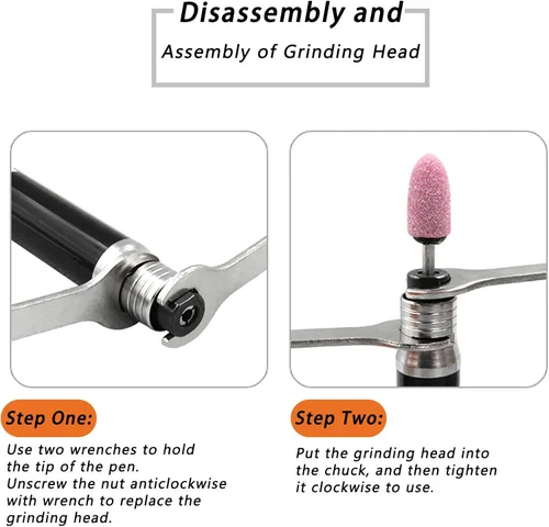 Miniatura 5 de FTVOGUE Kit de amoladora de troqueles de lápiz neumático - Juego de amoladora de micro troqueles - herramienta de pulido y grabado - 90 psi - plata