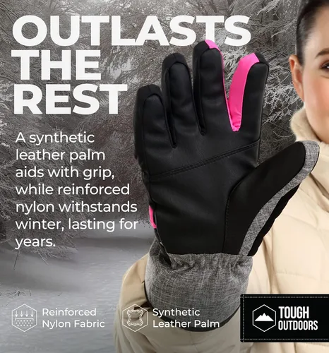Miniatura 5 de Guantes de nieve y esquí para mujer, resistentes al agua y al viento, guantes de snowboard para esquí y snowboard, con carcasa de nailon