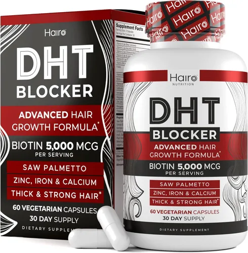 DHT Blocker Suplemento para el Crecimiento del Cabello - Biotina de Alta Potencia y Saw Palmetto para el Recrecimiento del Cabello - Tratamientos