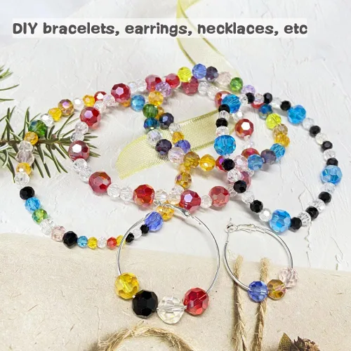 Miniatura 6 de 400 cuentas redondas de cristal de 0.157 pulgadas (0.157 in), espaciador facetado, cuentas de color AB para hacer joyas, manualidades, collares