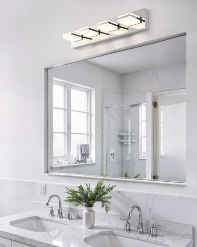 Miniatura 9 de VONLUCE Lámpara de tocador de baño, 3 luces LED modernas de tocador, luz de baño ajustable 3CCT con función de memoria, pantallas giratorias