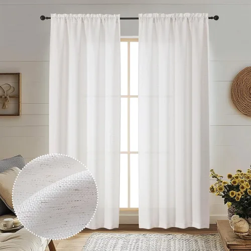 Miniatura 79 de OWENIE Bob Juego de 2 Paneles de Cortinas Negras de Cocina para Ventanas de 36 Pulgadas de Largo, Cortinas Cortas de Café con Textura de Lino