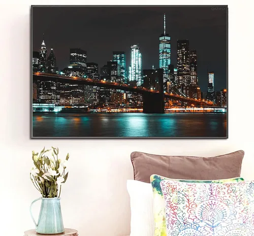 Miniatura 3 de QAZWSX Pintura de diamante 5D con taladro completo, kit de paisaje de la ciudad de Nueva York para adultos, pintura por números, arte de gemas