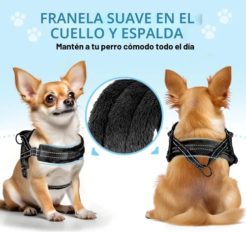 Miniatura 2 de SlowTon - Juego de arnés y correa para perros pequeños sin tirones, chaleco suave ajustable para cachorros para el cuello y el pecho, arnés