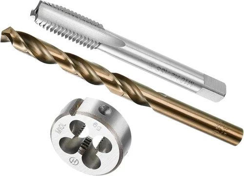 Juego de roscas métricas, troqueles y brocas, rosca M10 x 1.5 de diámetro de taladro de 0.335 in de diámetro, kit de herramientas de llave de