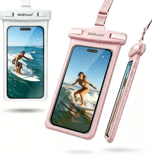 Miniatura 19 de wellhouse Bolsa impermeable para teléfono, Funda impermeable para teléfono para iPhone 16 15 14 13 12 Pro Max XS Samsung, Bolsa seca para celular 1