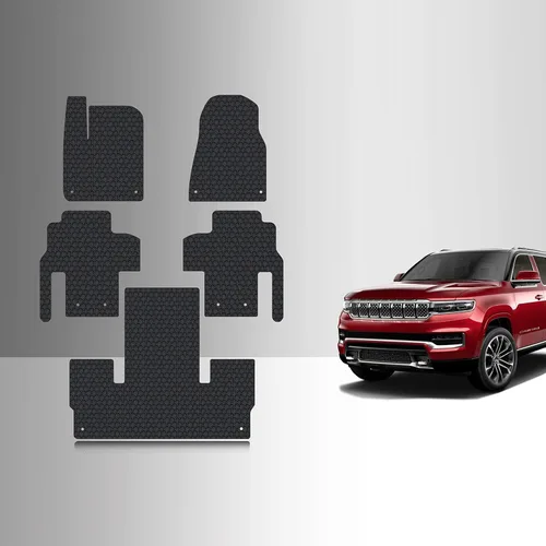 Miniatura 8 de TOUGHPRO Juego de accesorios de alfombrillas + tercera fila + carga para Jeep Wagoneer de 8 plazas para todo tipo de clima, goma negra resistente