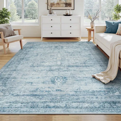Miniatura 21 de Alfombra lavable de 2 x 3 pies, color beige floral, tapete para puerta de entrada interior, tapetes de cocina para piso, color blanco crema