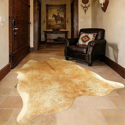 Miniatura 25 de Alfombra lavable antideslizante de piel de vaca sintética de 2 x 3 pulgadas, color blanco y blanco, tapete pequeño para puerta delantera, decoración