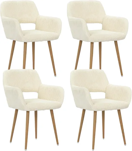 Miniatura 12 de KCC Sillas Pequeñas y Modernas con Brazos para Comedor 1 Pieza, Asiento Lateral Tapizado en Terciopelo de Mediados de Siglo Club para Invitados