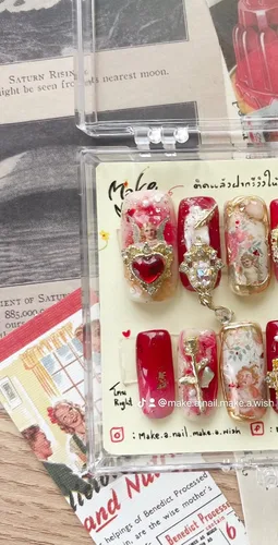 Miniatura 2 de Boudoir red angel! press on nails, False nail, fake nails, handmade, nail art design by make.a.nail.make.a.wish