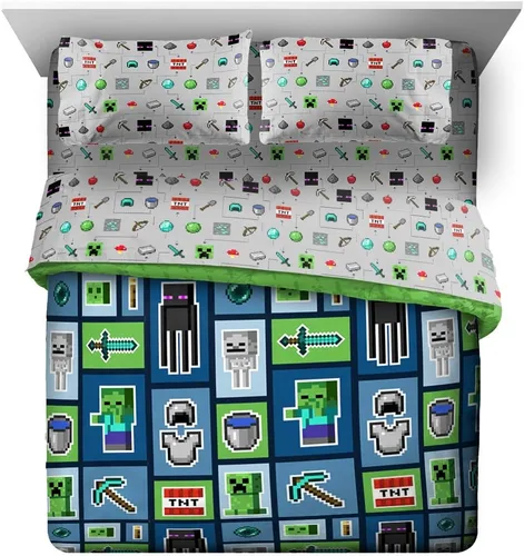 Miniatura 37 de Jay franco Juego de ropa de cama Queen de 5 piezas de Monster Jam Tracks incluye edredón y sábanas con Grave Digger y Megalodon de microfibra suave