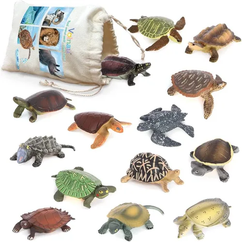Volnau Mini figuras de tortugas marinas, 14 piezas, figuras de animales para jardín de infantes, niños, criatura marina del océano, paquete de