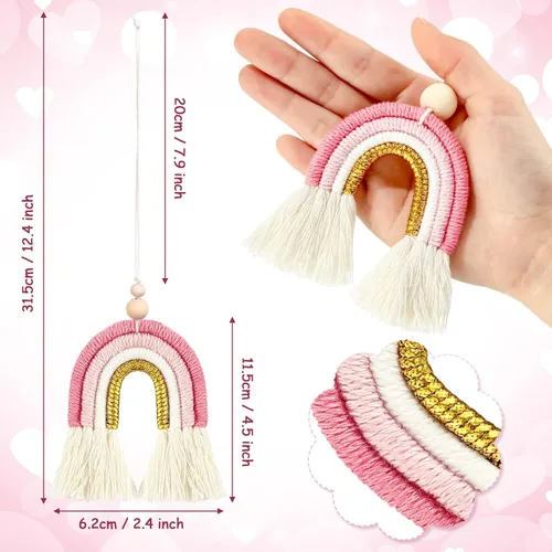 Miniatura 3 de Frienda 3 Piezas Encantadoras Arcoíris Boho para Coche Difusores de Aceite Esencial para Coche Ambientadores Lindos Hechos a Mano Accesorios