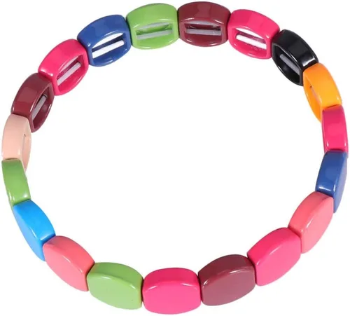 Miniatura 8 de Exceart Pulseras para mujer, pulseras de azulejos esmaltados, pulseras de cuentas de Tila de arco iris, pulseras elásticas apilables para hombres