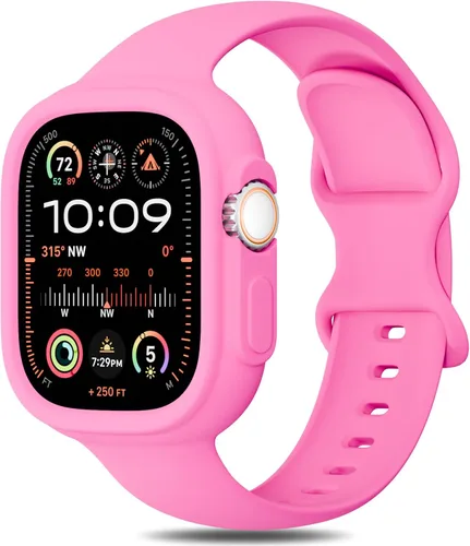 Miniatura 31 de Keebowz Funda Protectora de Silicona Compatible con Apple Watch de 38mm 40mm 41mm 42mm 44mm 45mm 46mm 49mm, Mujeres y Hombres, Correa Deportiva