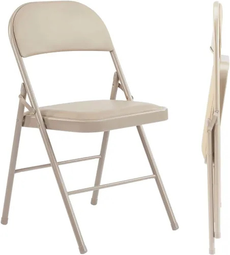 Miniatura 15 de Juego de 2 sillas plegables acolchadas de acrílico apilables portátiles con cojín para actividades al aire libre, reuniones en interiores, salas