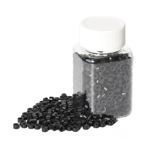 1000 extensiones de cabello con forro de silicona de 0.197 pulgadas, microenlaces, cuentas de silicona forradas para extensiones de cabello humano y