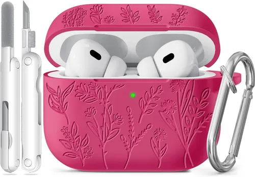 Miniatura 51 de Funda para Airpods Pro 3 con tapa magnética, fundas grabadas con flores para Apple AirPods Pro de 3ª generación 2025, funda de silicona suave