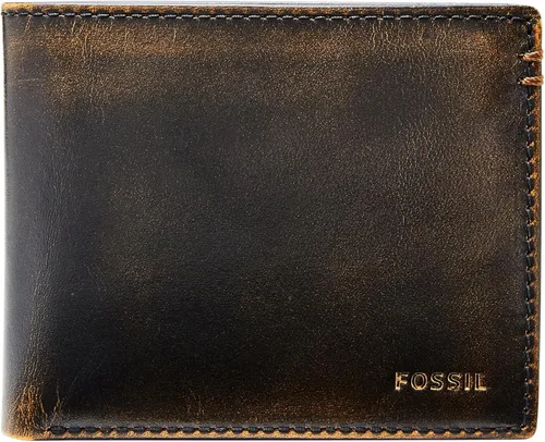 Fossil Billetera plegable de cuero para hombre con ventana de identificación abatible para hombres