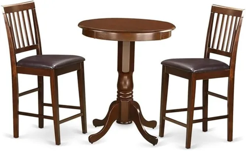Miniatura 11 de East West Furniture EDVN5-WHI-W - Juego de mesa de comedor de 5 piezas de altura para encimera de cocina, incluye una mesa redonda de madera