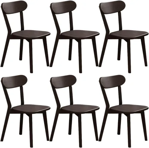 Miniatura 18 de YVYKFZD Sillas de comedor de madera maciza, juego de sillas de cocina con respaldo curvo, silla de comedor sin brazos, silla auxiliar cómoda de Negro