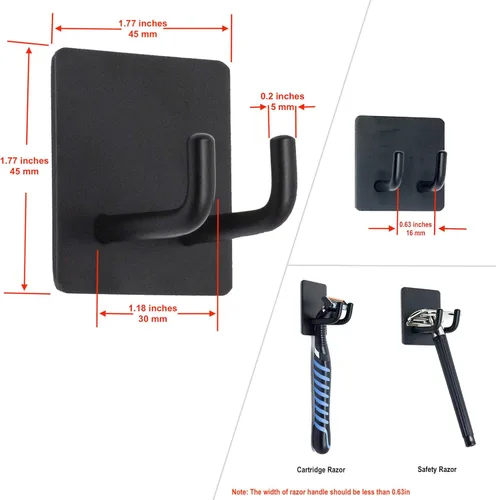 Miniatura 5 de Yikla Ganchos de ducha, ganchos adhesivos de pared para colgar llaves, sombreros, ganchos adhesivos de baño, ganchos negros para toallas, paquete