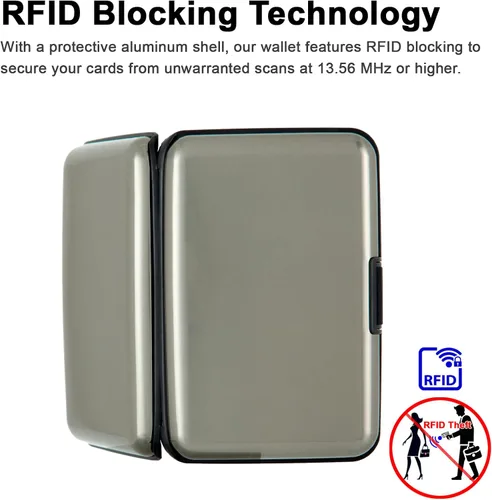 Miniatura 35 de Soporte para tarjetas de crédito, cartera metálica con bloqueo RFID para tarjetas de identificación para mujeres y hombres, funda rígida de aluminio