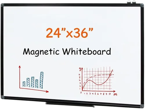 Miniatura 11 de Pizarra blanca de borrado en seco – Pizarra blanca magnética colgante de 24 x 18 pulgadas para pared con marco de aluminio negro para el hogar