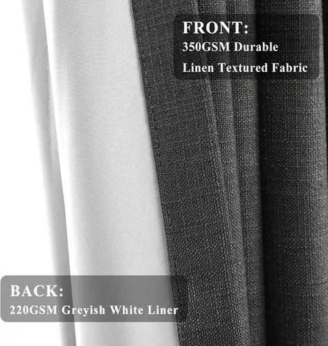 Miniatura 4 de Fcosie Cortinas opacas de 84 pulgadas de largo con textura de lino, con aislamiento térmico, con ojales en la parte superior con forro opaco blanco